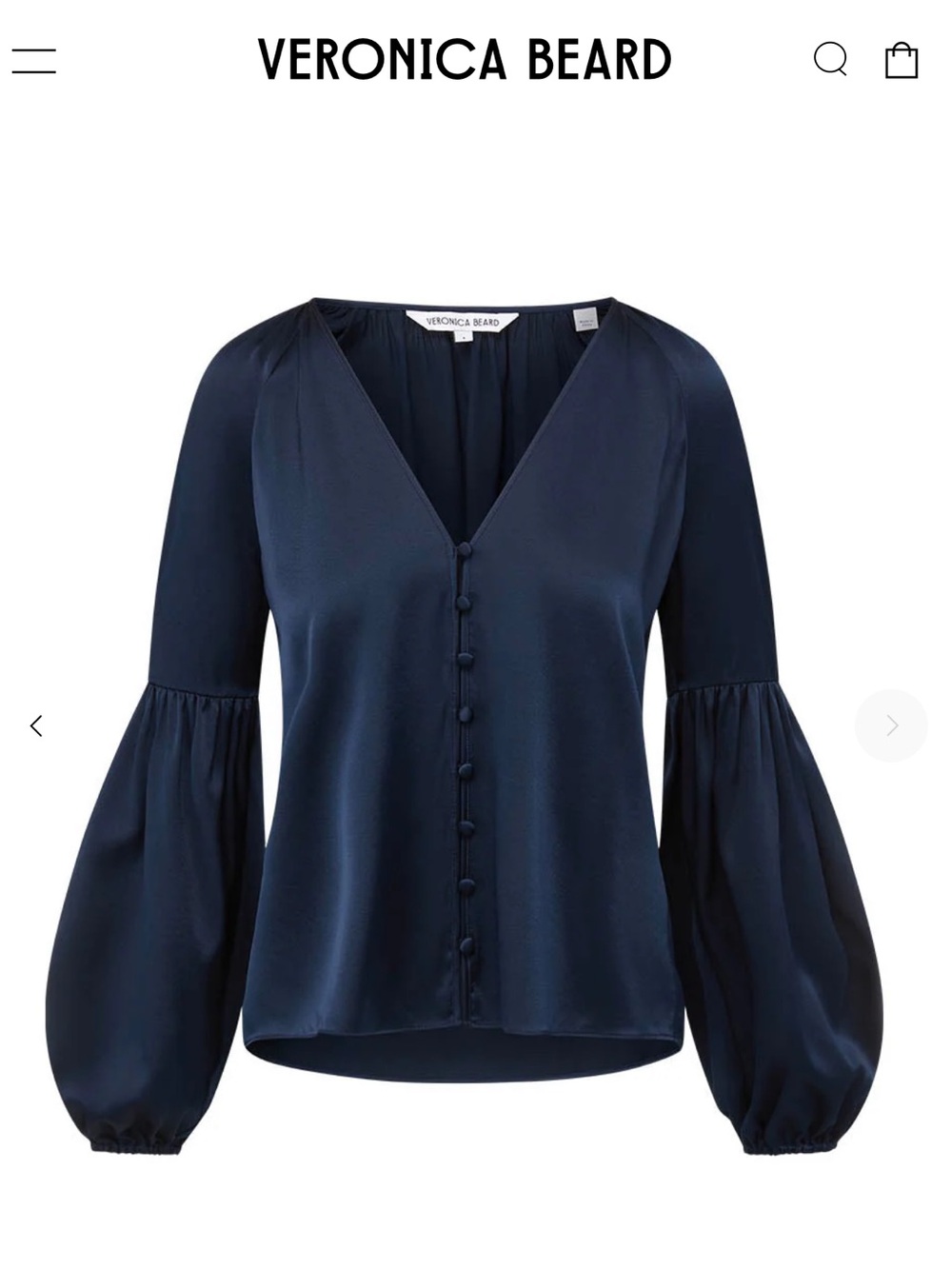Veronica Beard Valentin Stretch-Silk Top in Navy